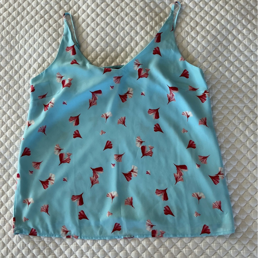 Banana Republic Blue Floral Tank Cami Top M - Picture 4 of 8
